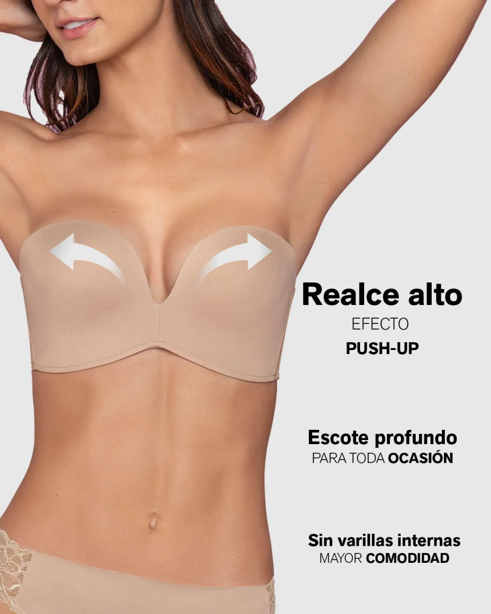 Brasier strapless antigravedad de realce alto sin varilla - Imagen 3