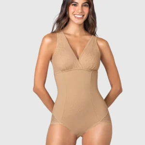 Faja tipo body de compresión de abdomen, bralette incorporado