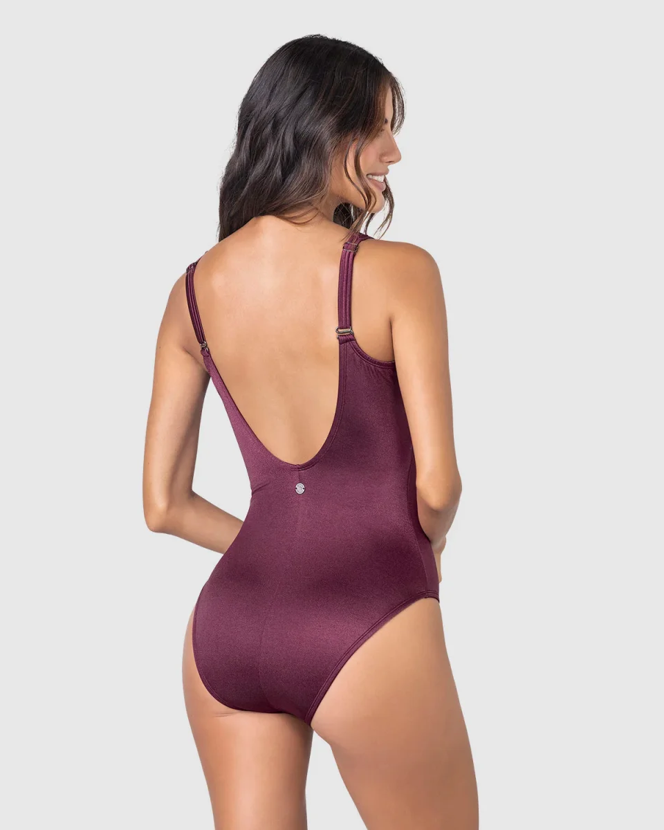 Vestido de baño entero con control de abdomen y tela con brillo - Imagen 3