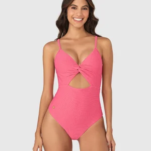 Vestido de baño entero de control suave con detalle de escote cruzado