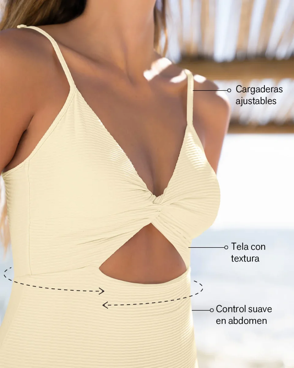 Vestido de baño entero de control suave con detalle de escote cruzado - Imagen 9
