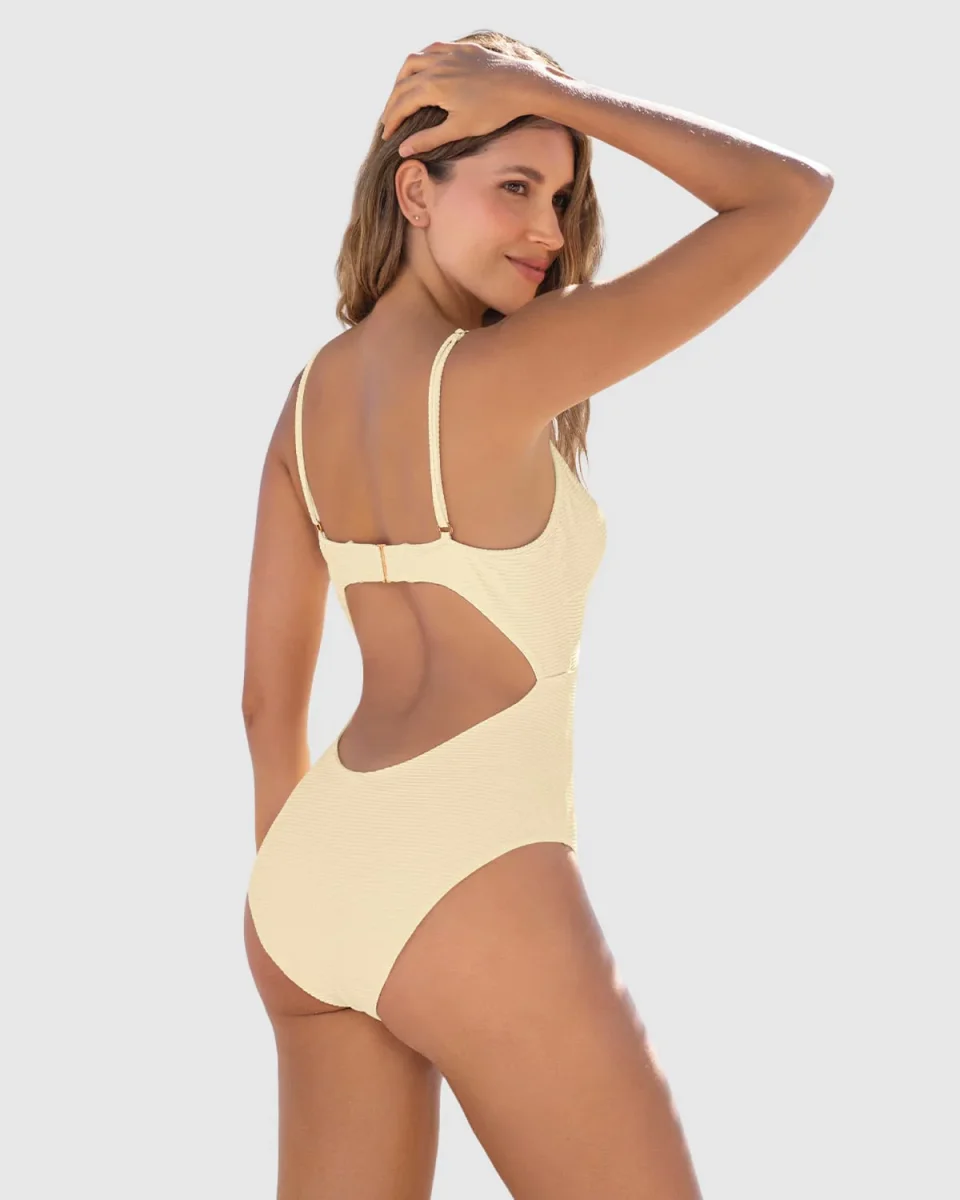 Vestido de baño entero de control suave con detalle de escote cruzado - Imagen 8