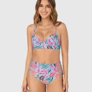 Bikini con panty tiro alto y top anudable en espalda