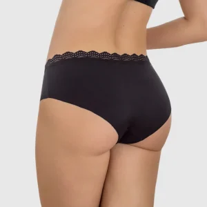 Panty hípster con encaje en cintura tiro medio