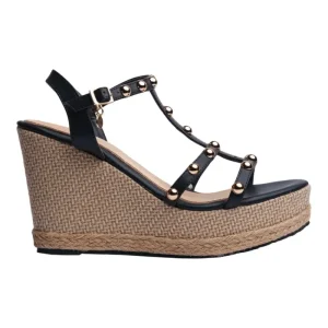 Sandalia Cuña Para Mujer Lob Footwear Negro 83705717