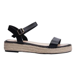 Sandalia Cuña Para Mujer Lob Footwear Pu Negro 92605484