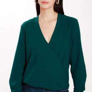 Blusa Manga Larga Escote Cruzado