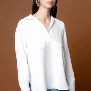 Blusa Cey Cuello Camisero Manga Larga