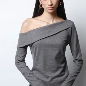 Blusa Manga Larga Escote Asimétrico