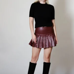 Falda Mini Tableada Tipo Piel