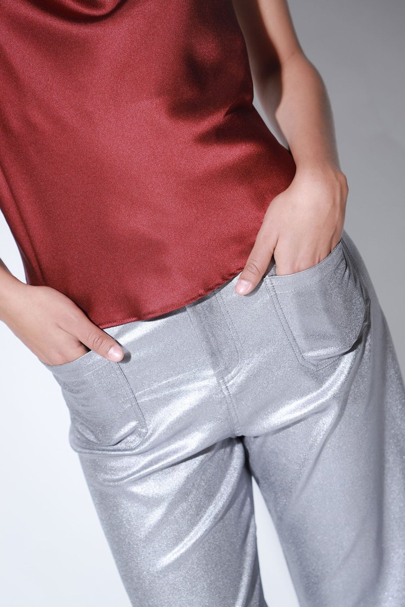 Pantalon Recto Al Tobillo Tipo Piel - Imagen 4