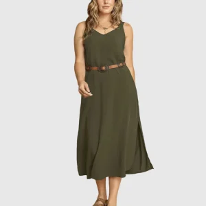 Vestido midi de tiritas con taches decorativos