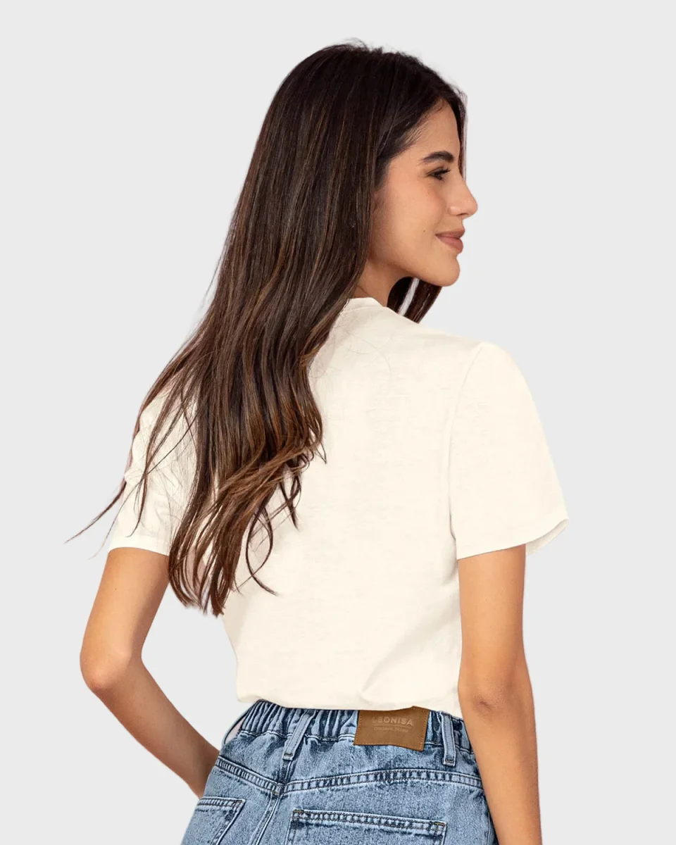 Camiseta manga corta en algodón con estampado en frente - Imagen 3