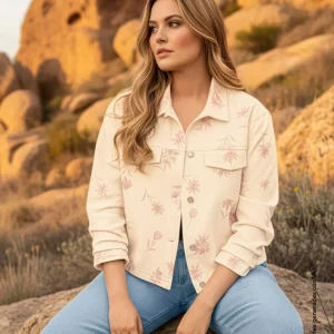 Chaqueta en denim estampada
