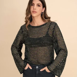 Buzo manga larga tejido con lurex brillante