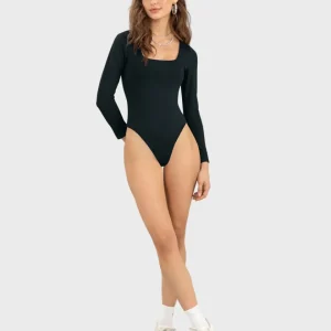 Body manga larga escote recto
