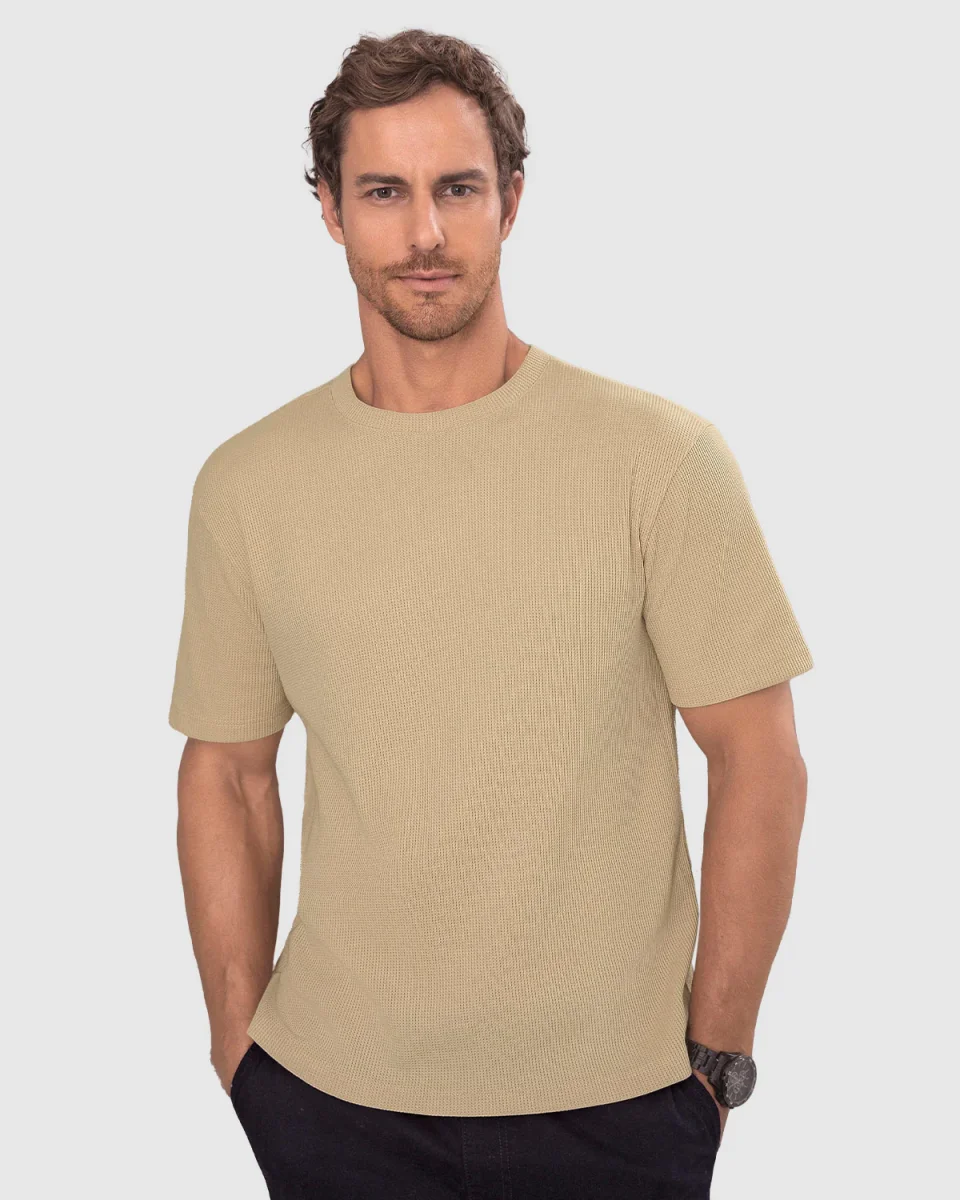 Camiseta manga corta básica en tela con textura - Imagen 2