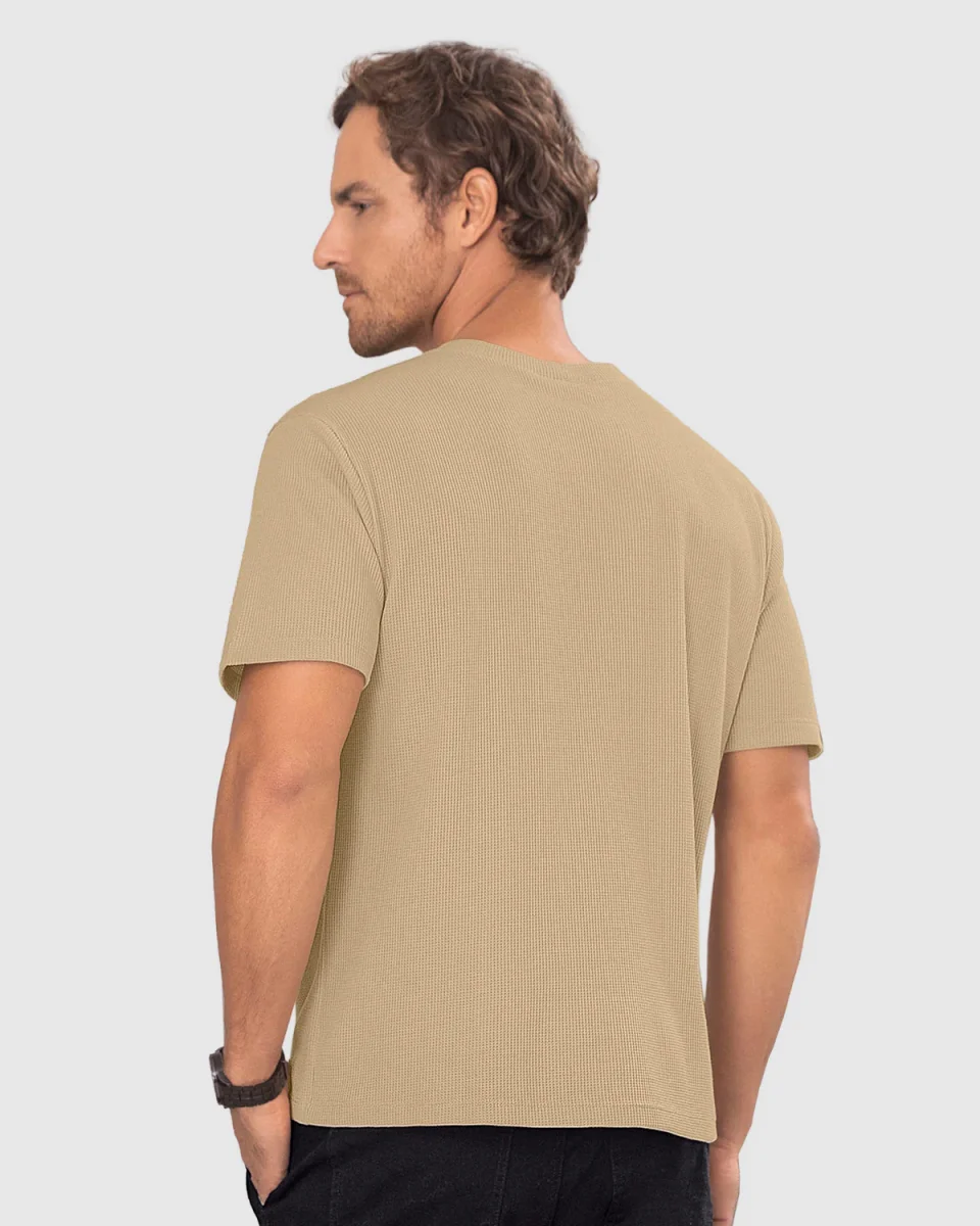 Camiseta manga corta básica en tela con textura - Imagen 3