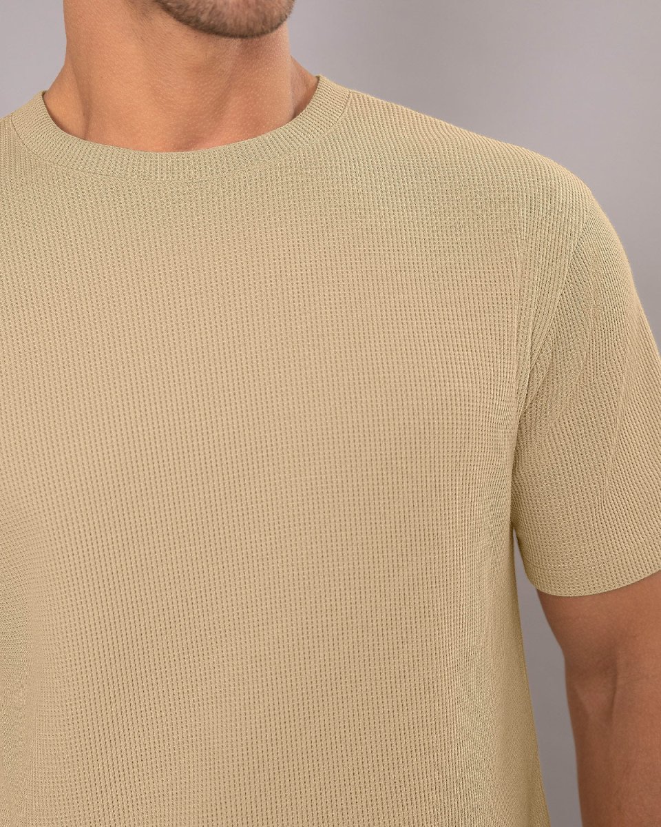 Camiseta manga corta básica en tela con textura - Imagen 4