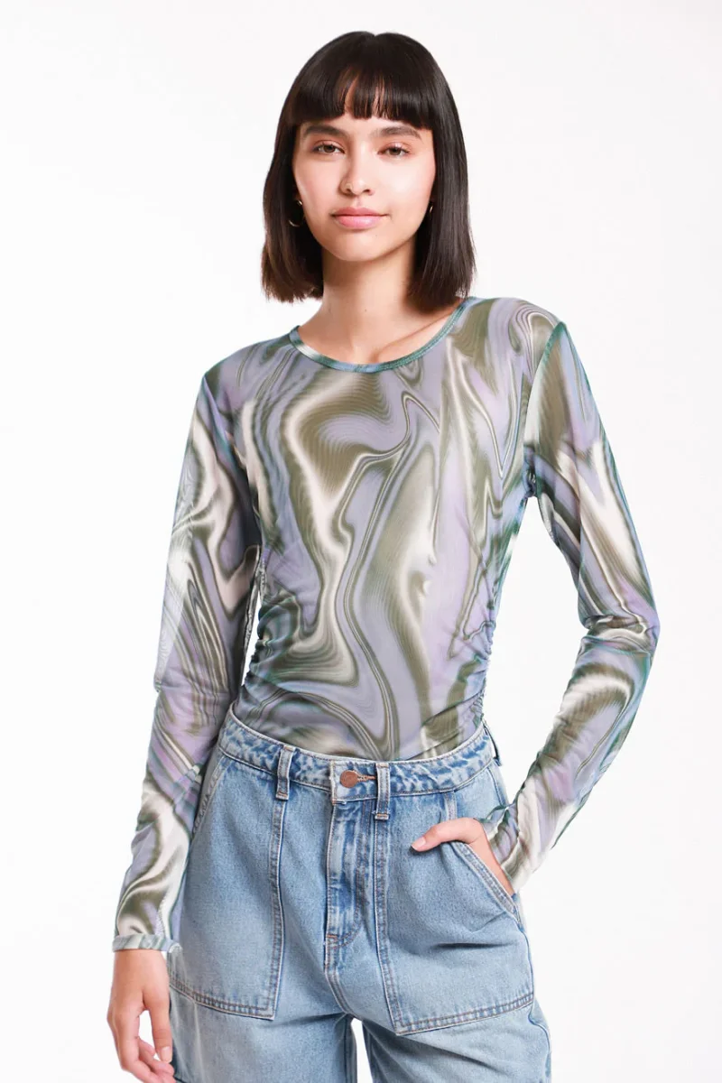 Pantiblusa Mesh Lila Manga Larga