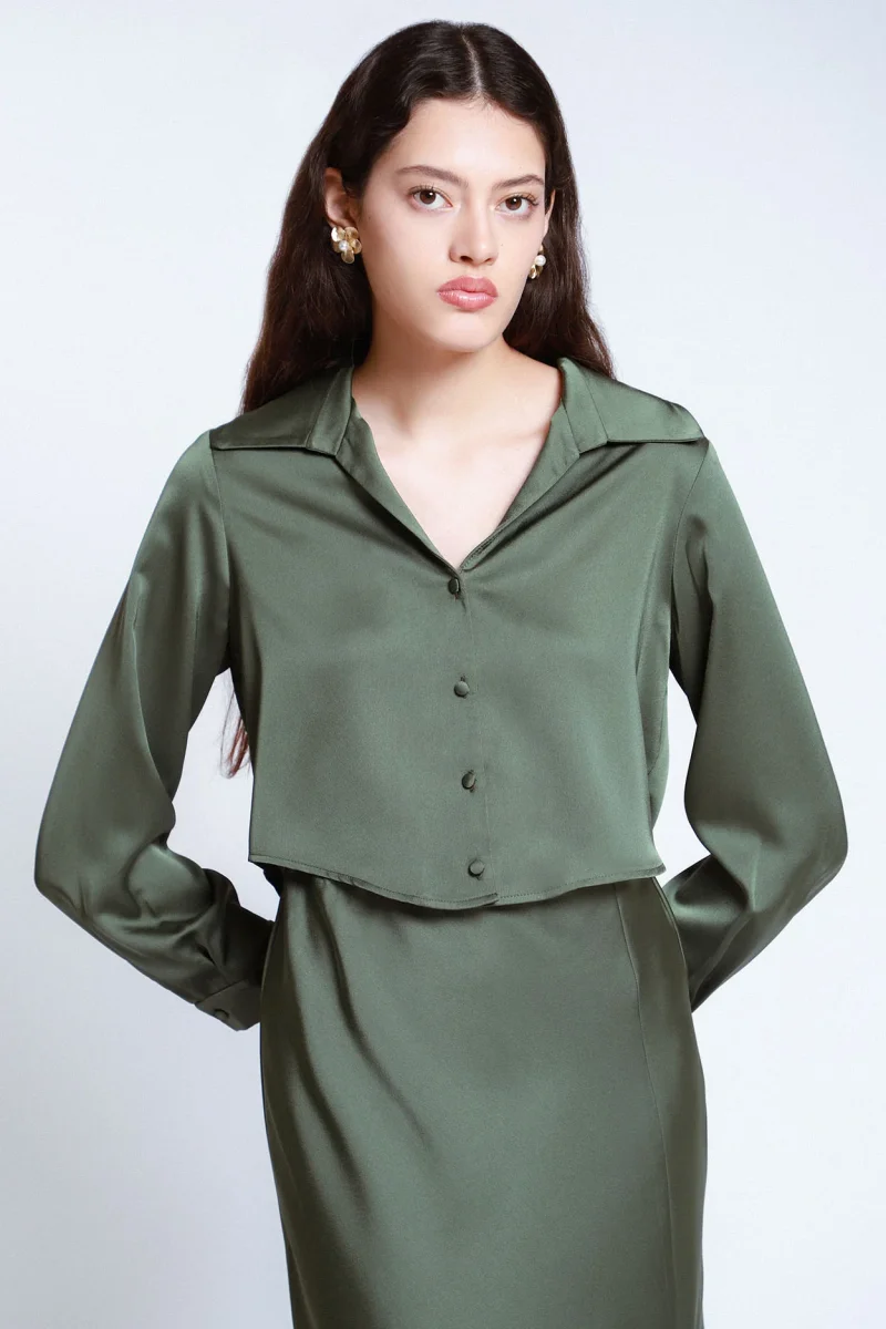Blusa Camisera Satinada - Imagen 2