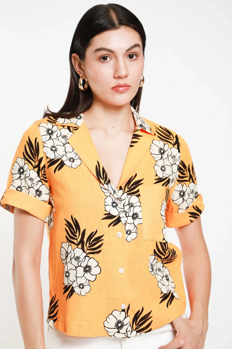 Blusa Lino Resort Flores - Imagen 2
